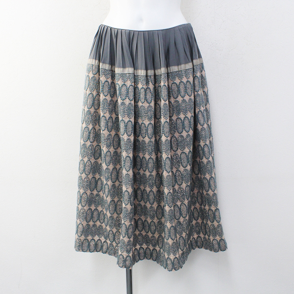 mina perhonen スカート twins ミナペルホネン 刺繍 ネイビースカート丈65cm